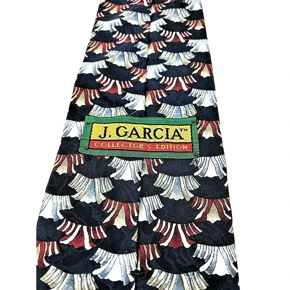 Jerry J Garcia Navy Silk Geometric Vintage Collector Edition Menswear Neck Tie